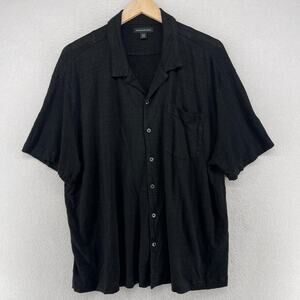 BANANA REPUBLIC Shirt Mens 2XL Linen Jersey Resort Short Sleeve Slub Camp Black